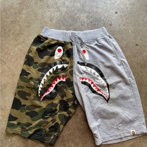 A bathing Ape Camouflage and Gray Shark Shorts